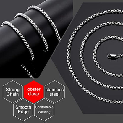 Square Rolo Chain Necklace Stainless Steel Round Box Necklace for Men Women/2mm-7mm/16Inch-36Inch - color: Stainless Steel-Silver, size: 18 Inches, style: 2 mm width