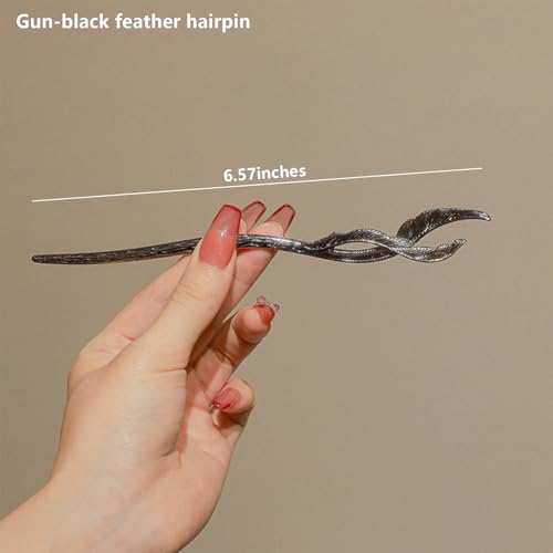 2 Pcs Hair sticks for buns,French hair pins for women,Buns and Updos with No Hair Damage,Metal Feather French Pin Great Hold,Suitable for fine & thick hairUS304