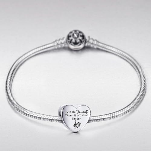 Heart Charm Fit for Pandora Charms Bracelet Inspirational Engraving Jewelry Personality Encouragement Gifts for Women - style: Love Heart Charms