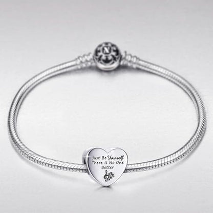 Heart Charm Fit for Pandora Charms Bracelet Inspirational Engraving Jewelry Personality Encouragement Gifts for Women - style: Love Heart Charms