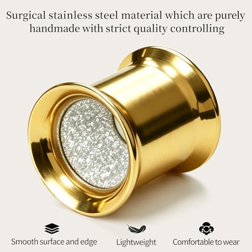 WBRWP 2pcs Hollow Gold Stainless Steel with Zircon Ear Plugs Tunnels - Ear Expander - Ear Gauges Stretcher Body Piercing Jewelry 8g-5/8 - color: Gold with Silver Shining Inside