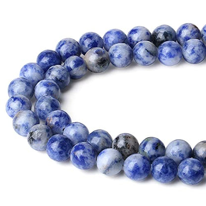 LAIDANLA Blue Spot Jasper 6mm Natural Stone Beads Round Loose Gemstone for DIY Bracelet Necklace Earrings Jewelry Making Polishing Genuine Real Stone Beading 96PCS 2 Strand 32" - color: I-Blue Spot Jasper, size: 6mm