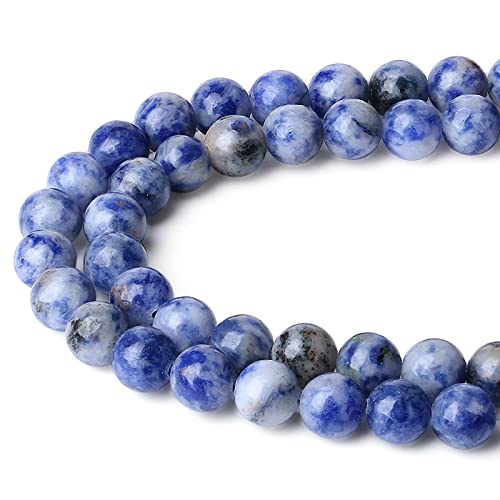LAIDANLA Blue Spot Jasper 8mm Natural Stone Beads Round Loose Gemstone for DIY Bracelet Necklace Earrings Jewelry Making Polishing Genuine Real Stone Beading 96PCS 2 Strand 32" - color: I-Blue Spot Jasper, size: 8mm