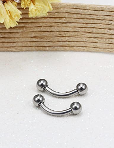 14G 16G Eyebrow Piercing Jewelry G23 Titanium Curved Barbell Eyebrow Ring Vertical Labret Lip Jewelry Rook Daith Earrings Piercing Jewelry for Women Men 6mm 8mm 10mm 12mm 14mm 16mm - color: 16G-6mm