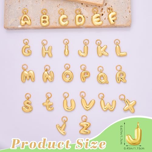 A-Z Bubble Letter Charms 18K Gold Filled Charms for Jewelry Making Gold Initial Alphabet Charms Pendants for Women Men Necklace Choker Bracelet Making - color: Letter J