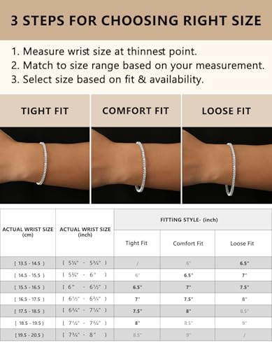 KRKCLIFE Tennis Bracelets for Women Men 14K Gold Plated Hypoallergenic | Classic Round AAAAA Cubic Zirconia 3/4/5mm Width,Elegant Jewelry Anniversary Birthday Gifts for Women Him Wife Mom 6.5-8 Inch - color: White Gold-Luxury Mother's Day Gift Box