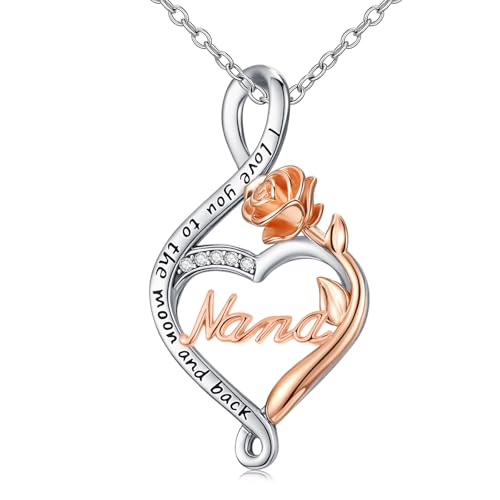 925 Sterling Silver Necklace Gifts for Women Crystal/Opal Jewelry Pendant Christmas Birthday Gift - style: Rose-Nana