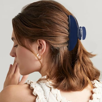 MAORULU Cute Claw Clip for Women – 4.3'' Large Acetate Hair Clips for Thick Thin Curly Long Hair, Durable Hair Clamps Non-slip Jaw Clip, Strong Hold, Stylish French Design (Navy Blue) - color: Navy Blue