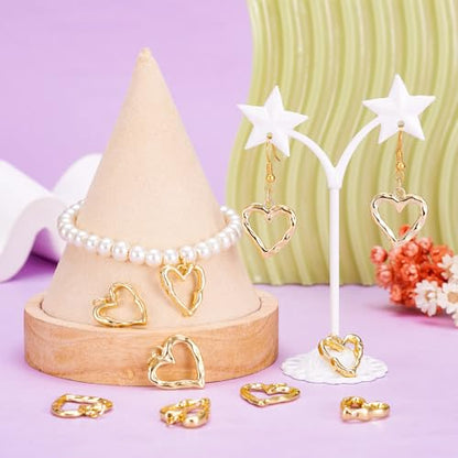8Pcs 18K Gold Plated Heart Charms Golden Brass Heart Pendants Hollow Dangle Bezel Charms for DIY Earring Necklace Bracelet Jewelry Making Christmas Valentine
