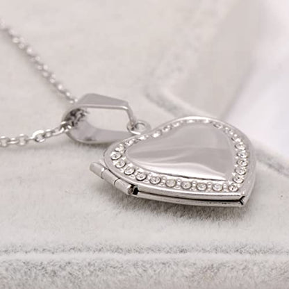 Paialco Heart Shaped Locket Pendant Necklace for Women - color: Set Diamond-White