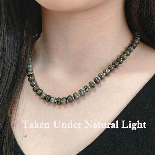 Boho Gemstone Beaded Necklace for Women – Colorful Natural Stone Choker 18K Solid Heart-Shaped Pendant, Summer Beach Jewelry - color: Yooperlite Stone