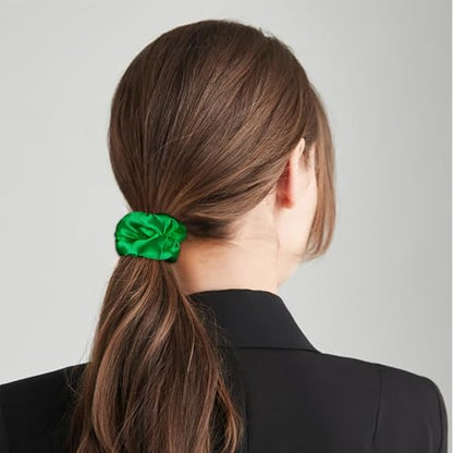 16 Pcs Satin Green Scrunchies Bridesmaid Proposal Gifts Hair Ties Scrunchies for Women Girls Bachelorette Party Favors (green) - color: green