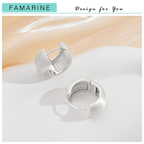 FAMARINE Chunky Thick Hoop Earrings for Women Gold Hoops Huggie Earrings for Men Gift - color: 3/4" Brashed Silver