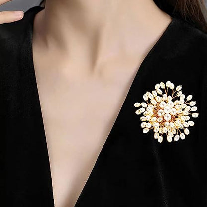 HETICA Animal Brooch for Women, Funny and Cute Flower Brooch Safety Pins Clothing Backpack Hat Decoration Enamel Pins Fashion Women Brooches and Pins Jewelry - style: Pearl Flower