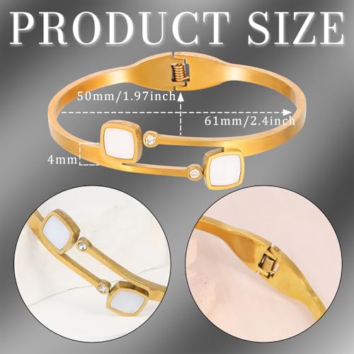 Eigso 13MM Large Gold Plated Chunky Bracelet Bangle for Women Men Trendy Thick Arc Shape Open Cuff Bangles Bracelets for Woman Man - color: Gold-4MM1