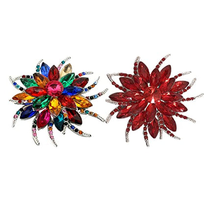 seven wolves Women's Austrian Crystal Brooch Wedding Flower Leaf Bouquet Brooch - color: 2-Red Multicolor