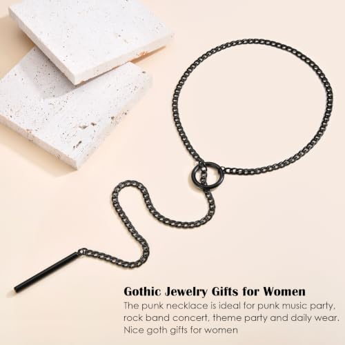 Lariat Y Necklaces Wrap Choker Necklace for Women - Stainless Steel Slip Chain Gothic Black Choker Necklace, Punk Rock Collar Jewelry Gothic Accessories Halloween Wedding Goth Gifts for Women