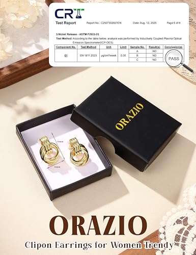 ORAZIO Clip On Earrings Women Geometric Statement Unique Non Pierced Earrings 14K Gold Plated Knot Chunky Drop Dangle Hoop Stud Clip-on Earrings for Women Trendy - color: Style C-Gold Plated