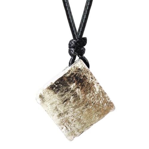 FANASY Natural Raw Crystal Necklace for Women Irregular Stone Necklaces Spiritual Gemstone Pendant with Adjustable Rope - color: Pyrite