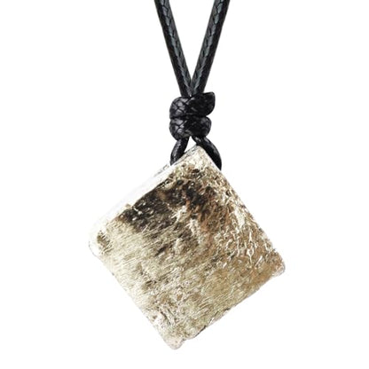 FANASY Natural Raw Crystal Necklace for Women Irregular Stone Necklaces Spiritual Gemstone Pendant with Adjustable Rope - color: Pyrite