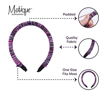 Padded Headband for Women for Women (Pink & Grey Stripe) - color: Striped Pink Grey