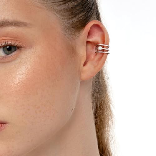 CHIC & ARTSY 925 Sterling Silver Ear Cuffs for Women, Non Piercing Clip On Cartilage Cuffs, Adjustable Fake Conch & Helix Earrings, Gold Plated & Oxidized Various Styles - color: ear cuff #25