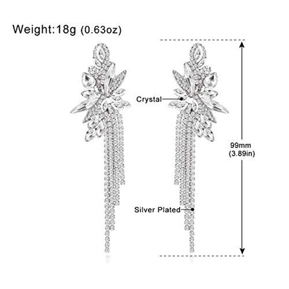 Marquise Crystal Bridal Chandelier Dangle Drop Earrings Ladies Gifts in Silver/Gold Tone - color: J-clear