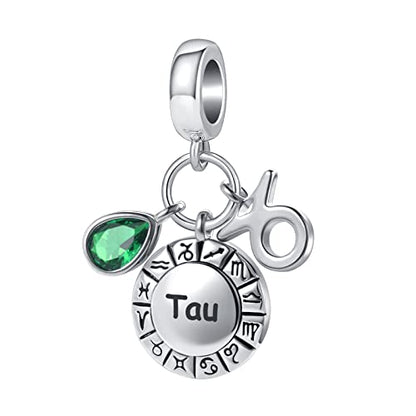 NanMuc Constellation Charm for Women Bracelets Horoscope Zodiac Sign Teardrop Birthstone Birthday Anniversary Dangle Bead for Mom Grandma - style: Taurus(4.21-5.21)
