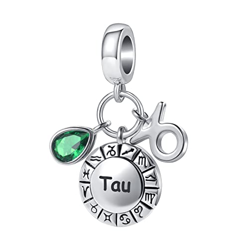 NanMuc Constellation Charm for Women Bracelets Horoscope Zodiac Sign Teardrop Birthstone Birthday Anniversary Dangle Bead for Mom Grandma - style: Taurus(4.21-5.21)