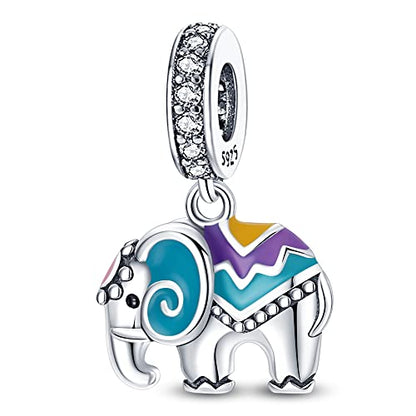 Pandach Animal Charm Bead fits Charms Bracelets for Woman-925 Sterling Silver Dangle Pendant Bead,Jewelry Beads Gifts for Women Bracelet&Necklace - style: Elephant Colorful Charms
