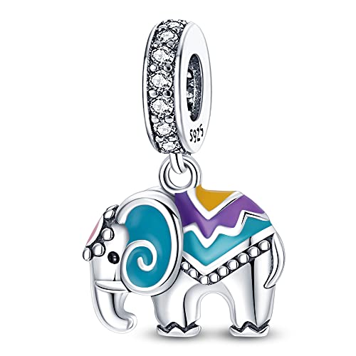 Pandach Animal Charm Bead fits Charms Bracelets for Woman-925 Sterling Silver Dangle Pendant Bead,Jewelry Beads Gifts for Women Bracelet&Necklace - style: Elephant Colorful Charms