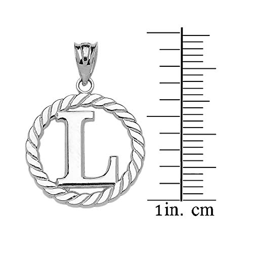 Claddagh Gold Fine 925 Sterling Silver Personalized Initial A-Z Roped Circle Charm Pendant - style: L