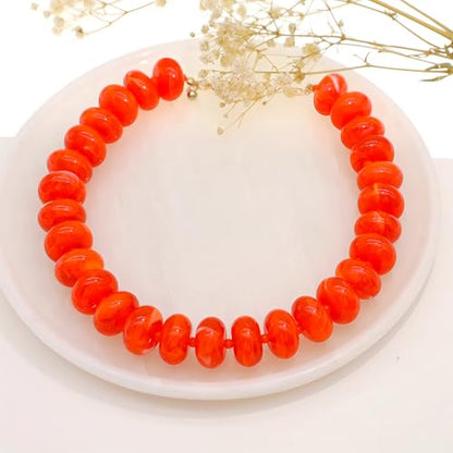 We We Chunky Colorful Beaded Necklace for Women Large Boho Statement Bead Chokers Necklaces Turquoise Blue Big Beads Jewelry Neck Summer Beach - color: orange