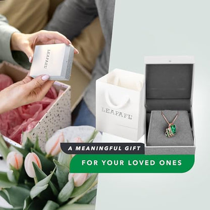 Leafael Wish Stone Pendant Necklace with Birthstone Crystal, 18K Rose Gold Plated/Silvertone, 18" + 2" - color: 105-May-Emerald Green-Rose Gold Plated