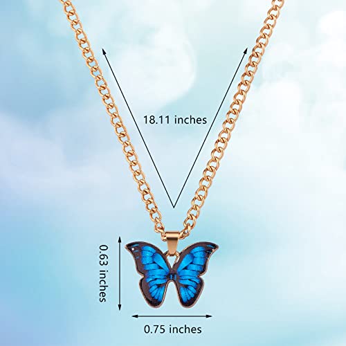 Ornaland 6pcs Butterfly Pendant Necklace for Women Adjustable Alloy Enamel Chain Charms Jewelry Fashion Dangle Necklace Gifts for Lovers Christmas Birthday - color: A1