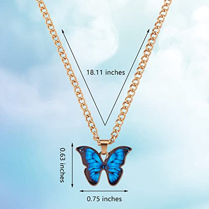 Ornaland 6pcs Butterfly Pendant Necklace for Women Adjustable Alloy Enamel Chain Charms Jewelry Fashion Dangle Necklace Gifts for Lovers Christmas Birthday - color: A1