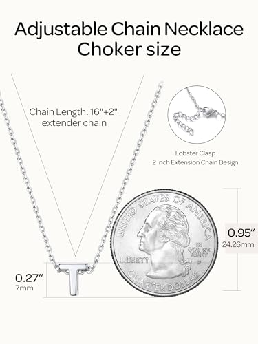 ChicSilver 925 Sterling Silver Initial Necklace for Women Dainty Letter Jewelry Personalized Gift - style: 20.T