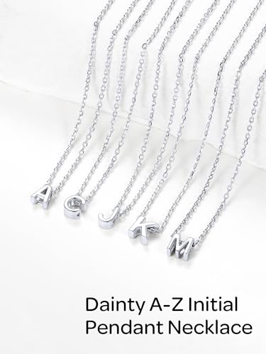 ChicSilver 925 Sterling Silver Initial Necklace for Women Dainty Letter Jewelry Personalized Gift - style: 06.F