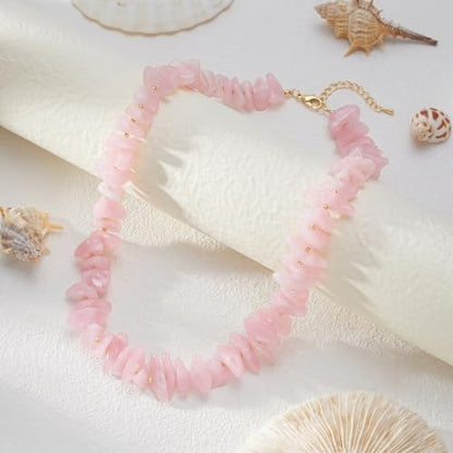 Elegance 11 designs Chunky Heart Necklace for Women, Colorful Acrylic Beaded Statement Puff Heart Necklace, Cute Boho Y2K Choker Necklace for Gift Jewelry - color: Pink