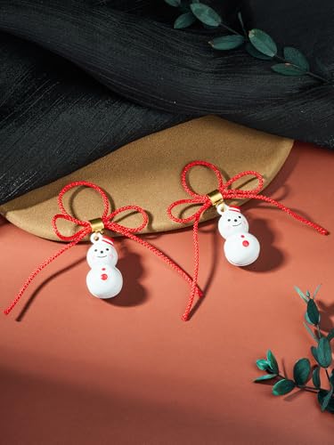 DJCIW 2Pcs Non-Piercing Nipple Jewelry, Adjustable Christmas Fake Nipple Rings with Bow Drawstring, Featuring Bell, Snowman, and Heart Pendant Charms, Adjustable and Comfortable for Women Men - color: style 1