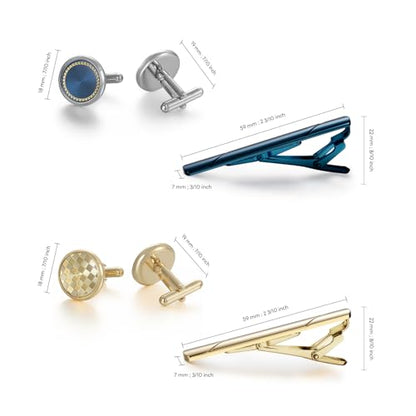 wynameleri Cufflink and Tie Clip Set for Men, 12 PCS Necktie Bars and Cuff Links Formal Business Dress Shirts Buttons Case Packed - color: B0408039