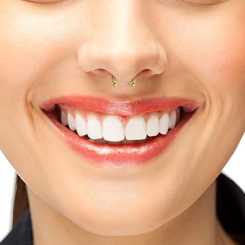 8 PCS 16G Surgical Steel Horseshoe Nose Septum Earrings Eyebrow Lip Retainer Spiral Tragus Puncture Rings 6-12mm for Women Men - color: Gold