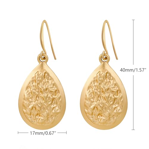 Gold Earrings 14k Gold Plated Hoop Earrings Dainty Pearl hoop Disc Coin Bead Starfish Teardrop Circle Dangle Drop Earrings for Women Hypoallergenic Jewelry Gifts - color: Teardrop Dangle-Gold