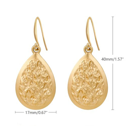Gold Earrings 14k Gold Plated Hoop Earrings Dainty Pearl hoop Disc Coin Bead Starfish Teardrop Circle Dangle Drop Earrings for Women Hypoallergenic Jewelry Gifts - color: Teardrop Dangle-Gold