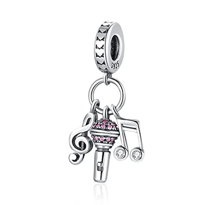 LNQOBU 925 Sterling Silver Charms for Bracelets Dangle Pendant fit Pandora Bracelets or Necklaces Jewelry Woman Gift Beads Charm (With one Spacer Beads) - style: 2PCS Music Headphone Charm