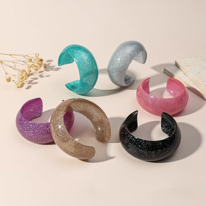 Colorful Transparent Opening Cuff Bangle Acrylic Geometric Bracelet for Women Irregular Pattern Bracelet Charm - color: Glittery-CE