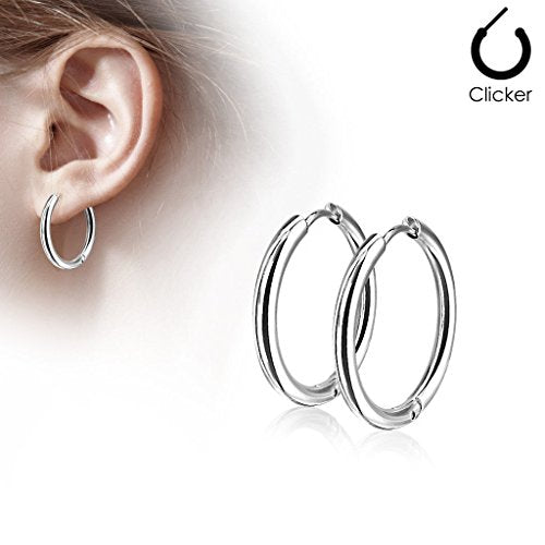 20G 316L Surgical Stainless Steel Small Hoop Earrings 20mm 16mm 14mm 12mm 10mm Huggie Hoop Earrings Cartilage Piercing Hinge Action Seamless Hinged Sleeper Earrings - color: 5/8 Inch (16mm)