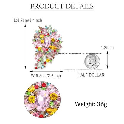 EVER FAITH Women's Austrian Crystal Wedding Flower Leaf Bouquet Brooch - color: Multicolor