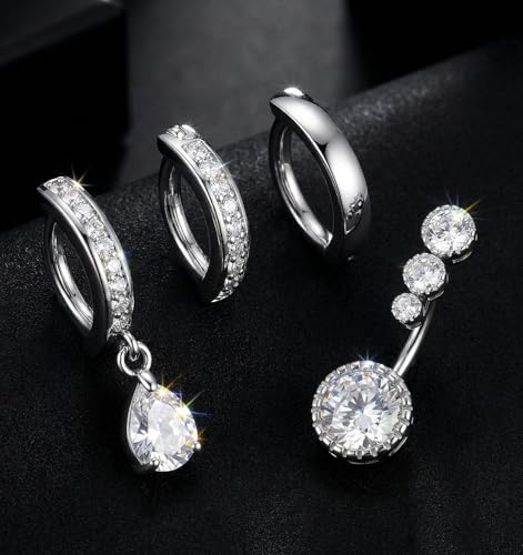 4PCS Belly Button Ring Hoop, 14G Clicker Belly Button Clicker, 316L Surgical