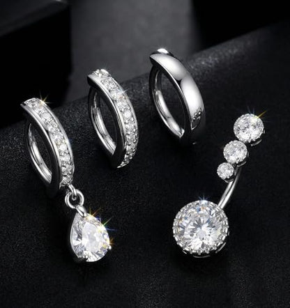 4PCS Belly Button Ring Hoop, 14G Clicker Belly Button Clicker, 316L Surgical